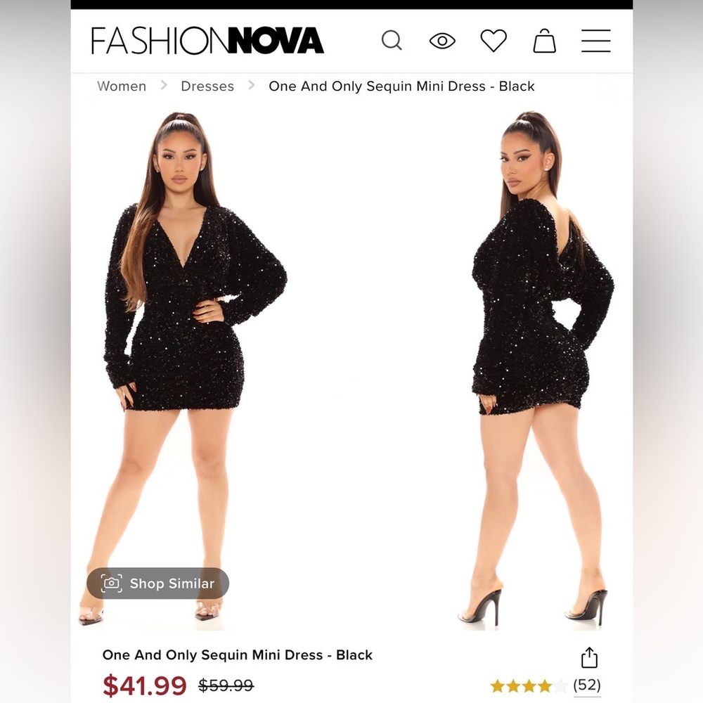 Fashion Nova Black Sequin Mini Dress